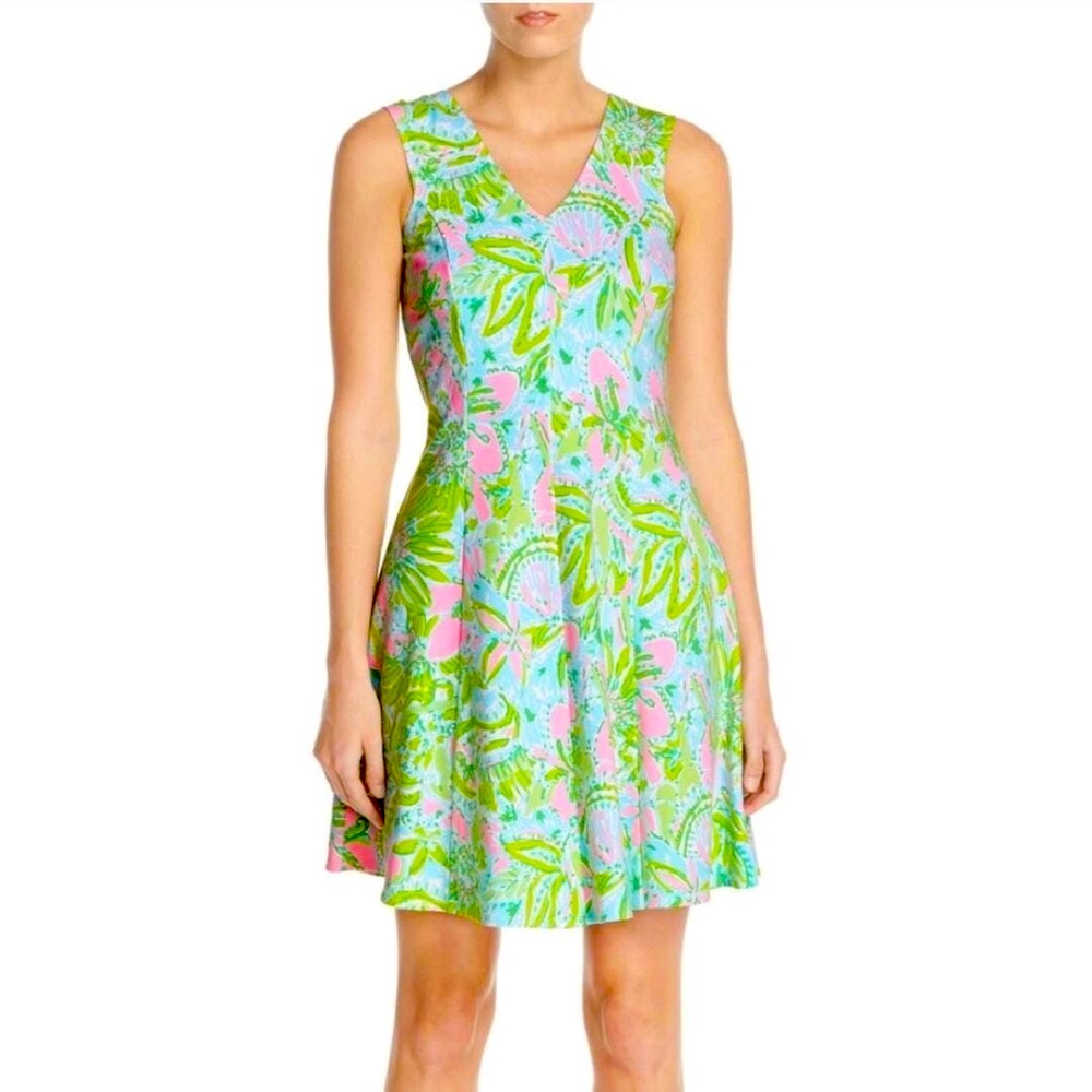 Lilly Pulitzer Vibrant Green and Pink Mini Dress - Picture 2 of 15